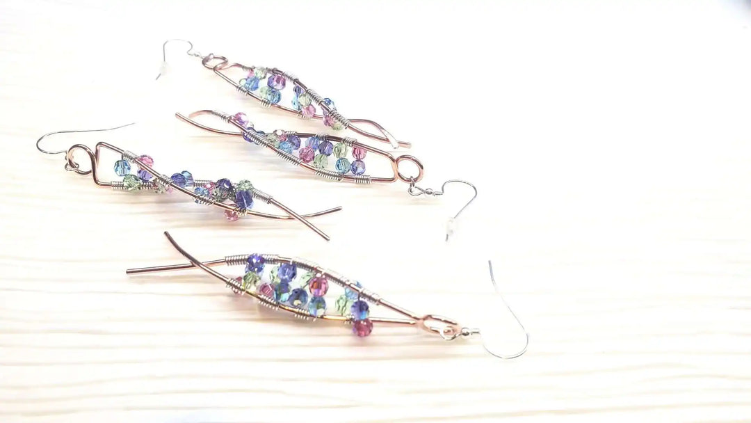 AMD1287Long Handmade Copper DNA Double Helix Crystal EarringsJewelryEarrings$ 67.00Alexa Martha Designs