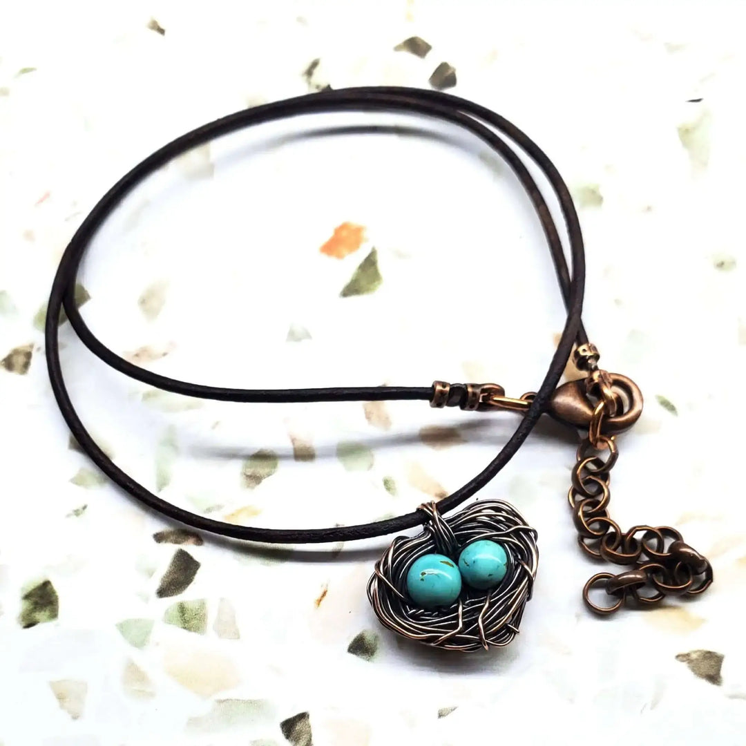 AMD1263-2Wire Wrapped Copper Robin Nest Necklace Up To 5 BeadsJewelryNecklace$ 37.00Alexa Martha Designs