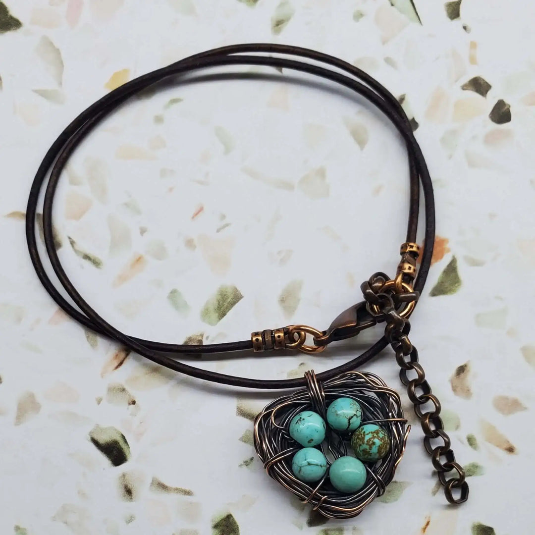 AMD1263-5Wire Wrapped Copper Robin Nest Necklace Up To 5 BeadsJewelryNecklace$ 43.00Alexa Martha Designs