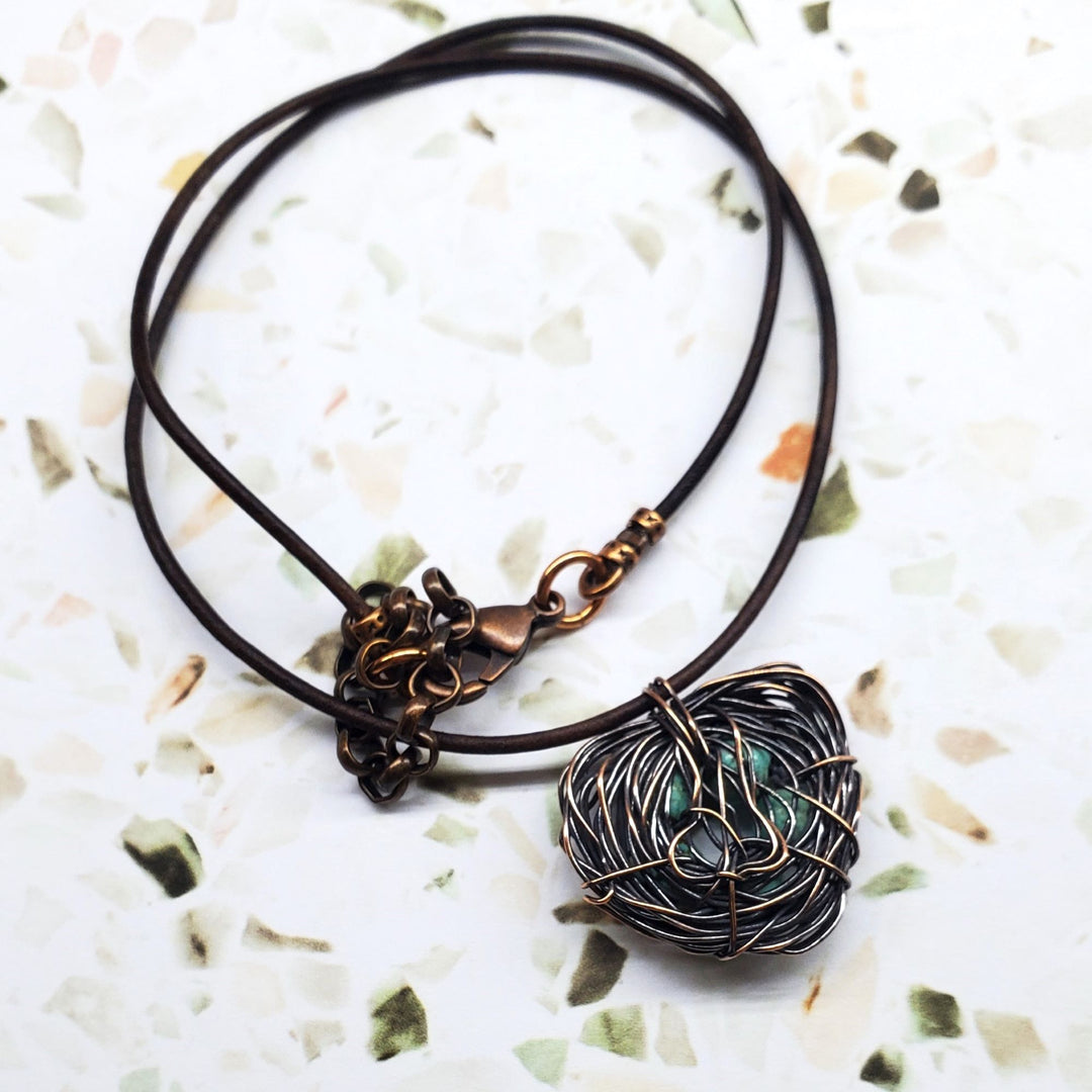 AMD1263Wire Wrapped Copper Robin Nest Necklace Up To 5 BeadsJewelryNecklace$ 35.00Alexa Martha Designs