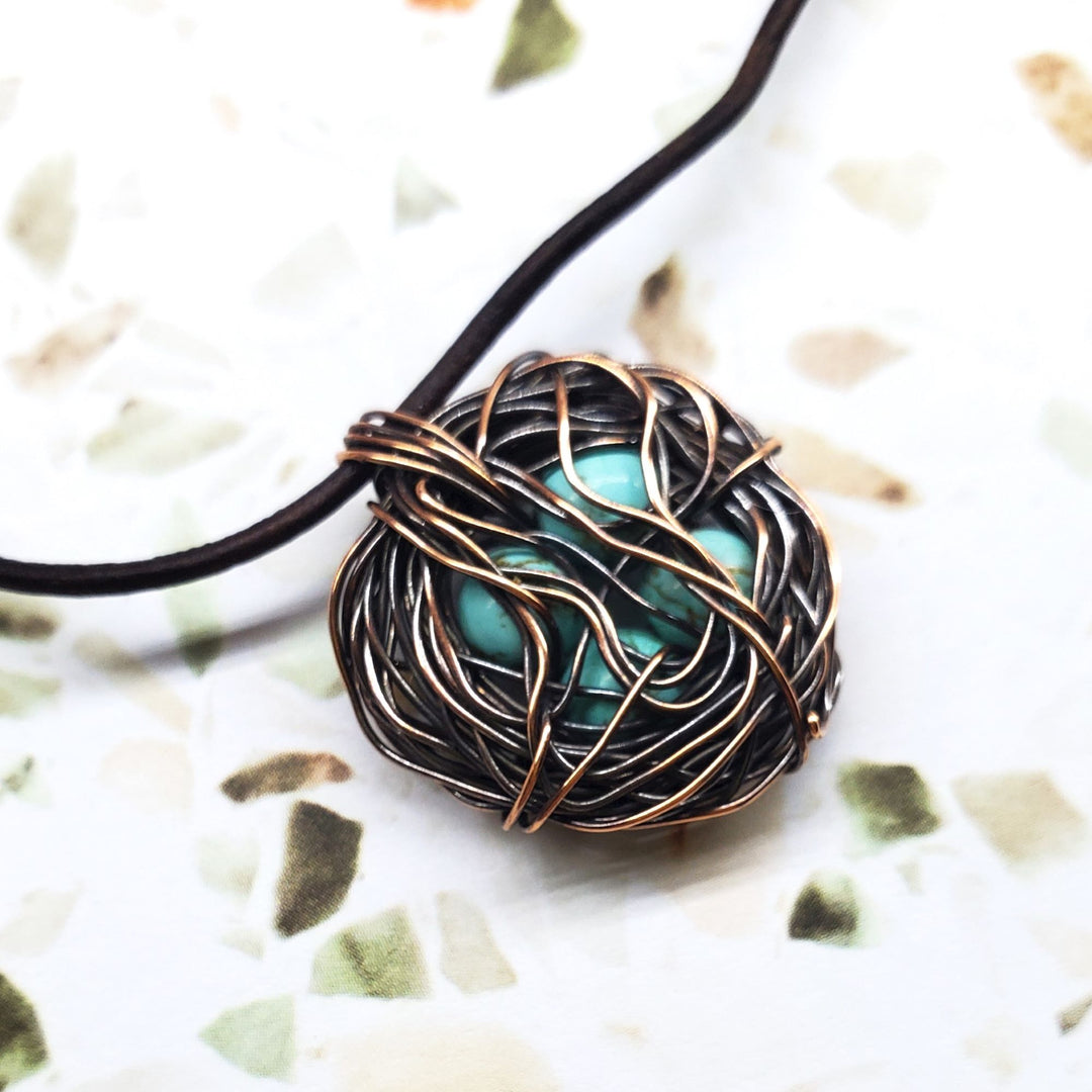 AMD1263Wire Wrapped Copper Robin Nest Necklace Up To 5 BeadsJewelryNecklace$ 35.00Alexa Martha Designs