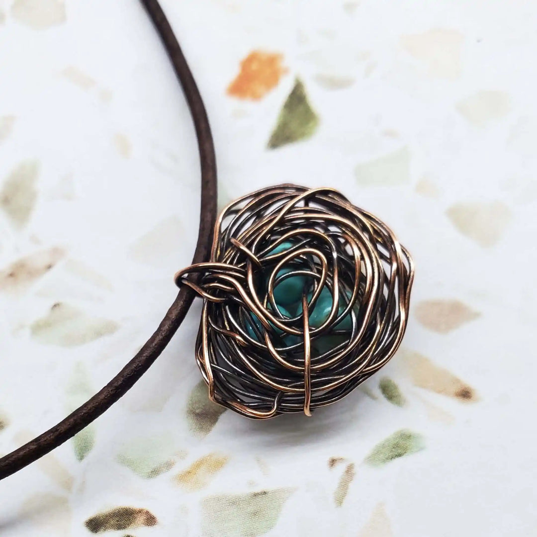 AMD1263Wire Wrapped Copper Robin Nest Necklace Up To 5 BeadsJewelryNecklace$ 35.00Alexa Martha Designs