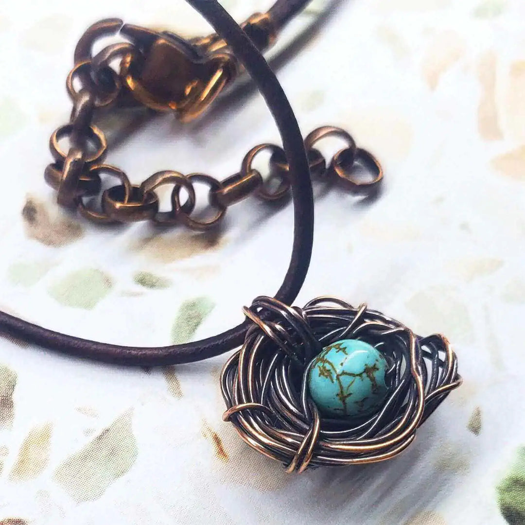 AMD1263Wire Wrapped Copper Robin Nest Necklace Up To 5 BeadsJewelryNecklace$ 35.00Alexa Martha Designs