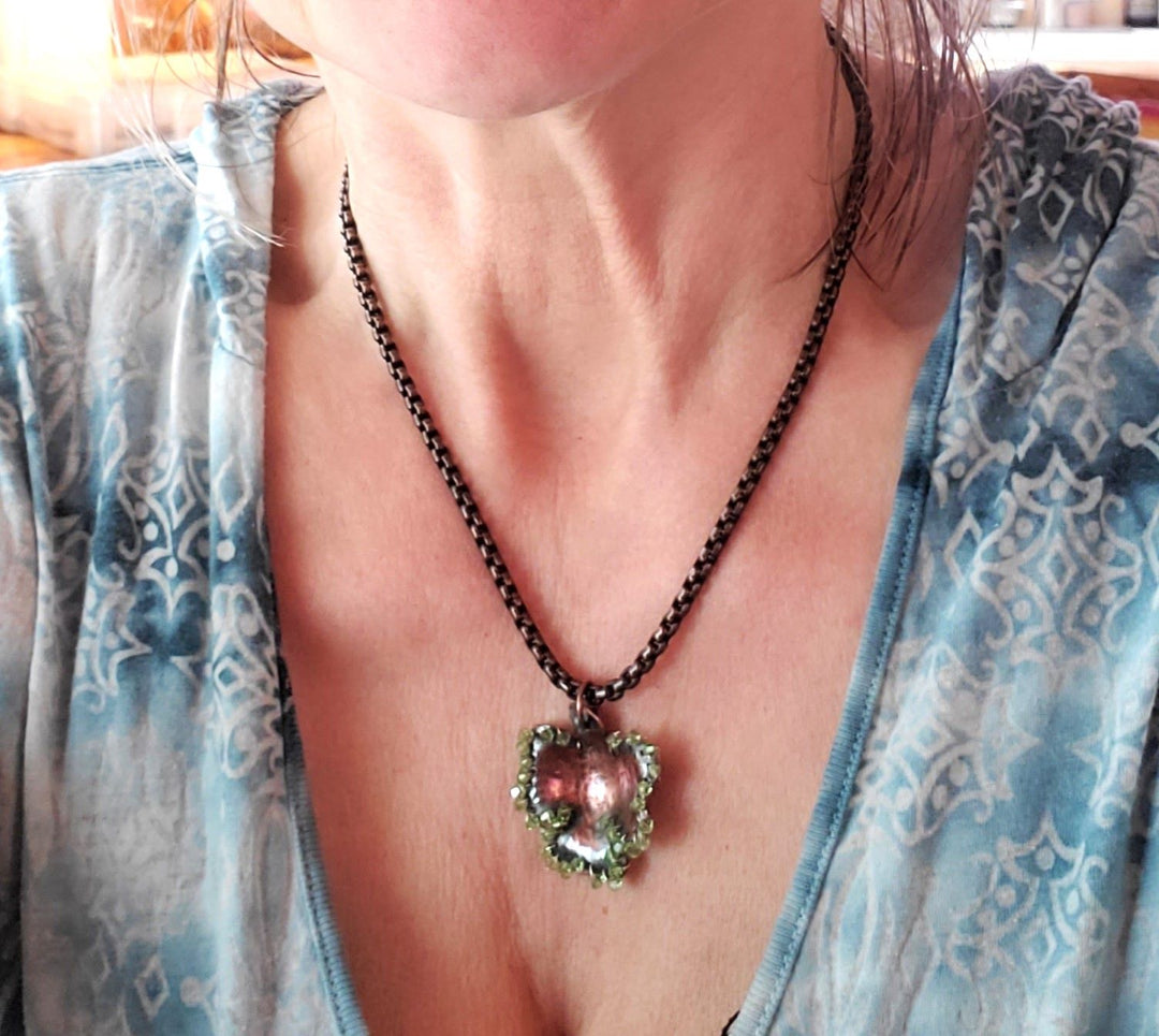 AMD1259Copper Sculpted Shamrock Wire Wrapped Crystal NecklaceJewelryNecklace$ 79.00Alexa Martha Designs