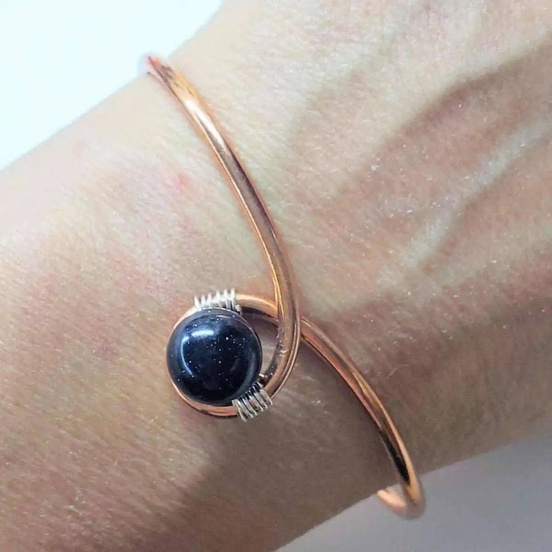 AMD1225Child Abuse Awareness Copper Bangle | Blue Agate &amp; Silver RibbonJewelryBracelet$ 34.00Alexa Martha Designs