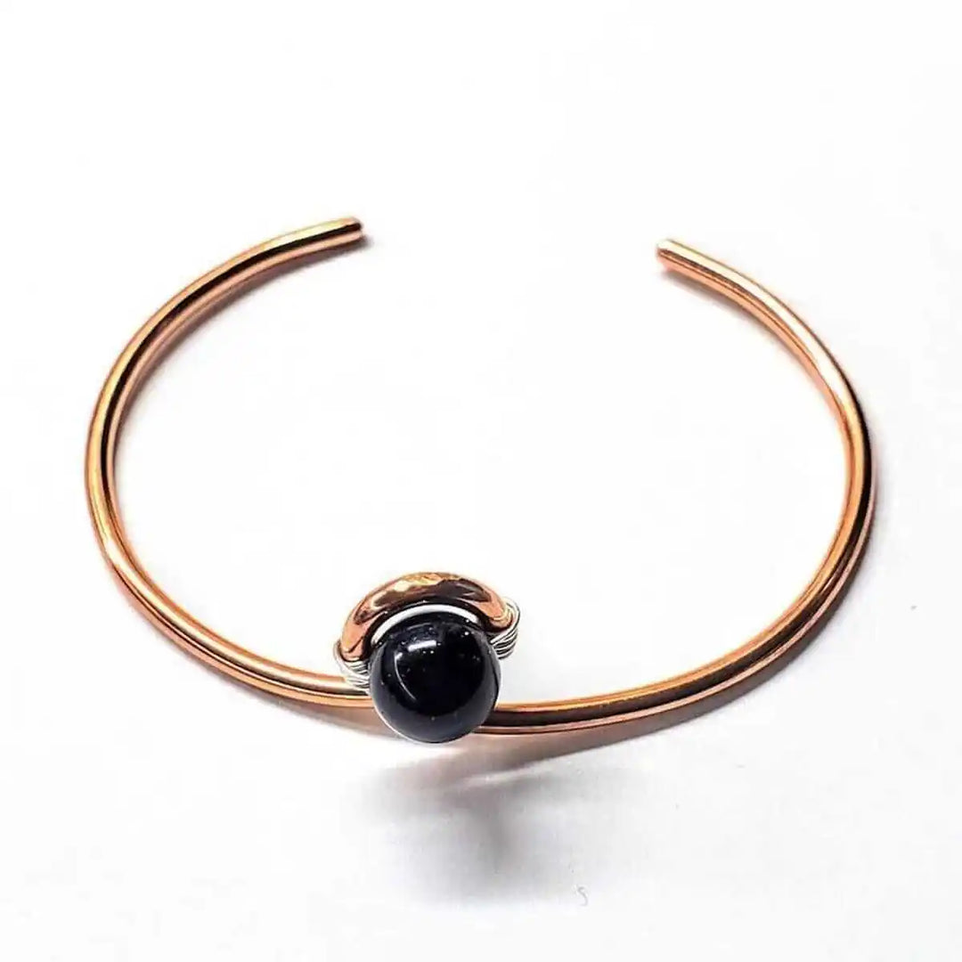 AMD1225Child Abuse Awareness Copper Bangle | Blue Agate &amp; Silver RibbonJewelryBracelet$ 34.00Alexa Martha Designs