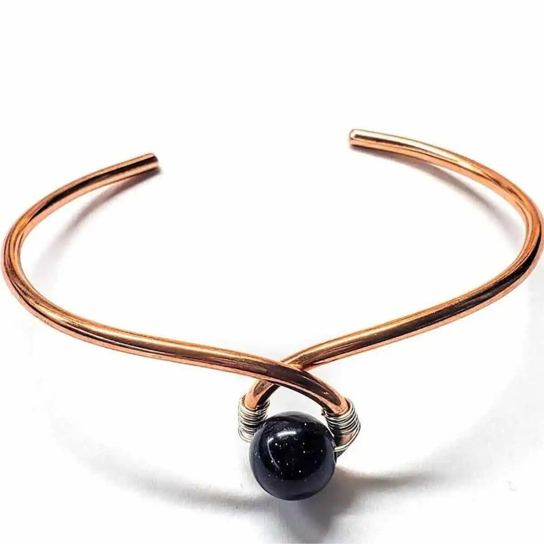 AMD1225Child Abuse Awareness Copper Bangle | Blue Agate &amp; Silver RibbonJewelryBracelet$ 34.00Alexa Martha Designs
