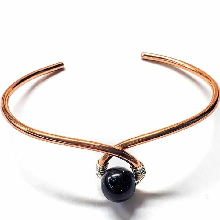 AMD1225Child Abuse Awareness Copper Bangle | Blue Agate &amp; Silver RibbonJewelryBracelet$ 34.00Alexa Martha Designs