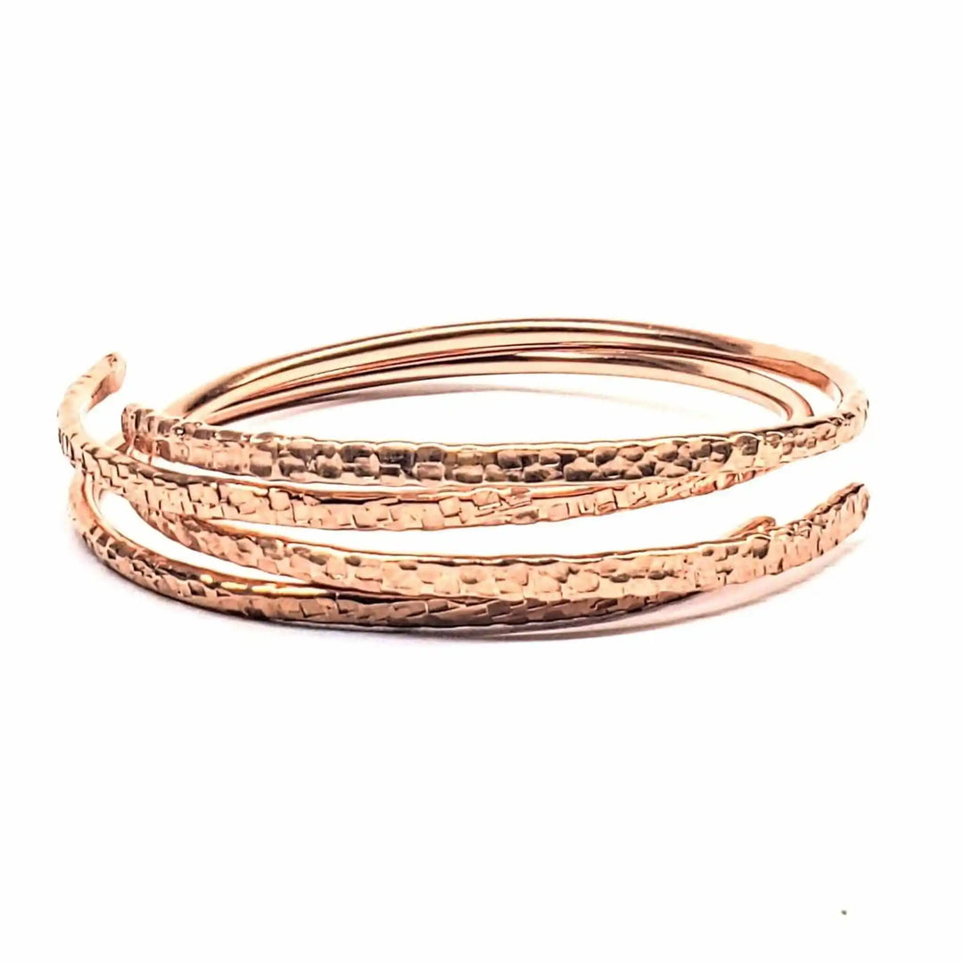 Copper Full Overlap Inter Locking Bangle Set showcasing a stunning 3D optical illusion design.