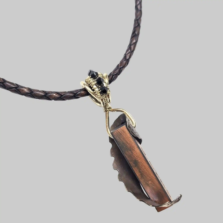 Sculpted Memorial Angelwing Necklace - Limited Edition with braided leather cord and unique pendant.