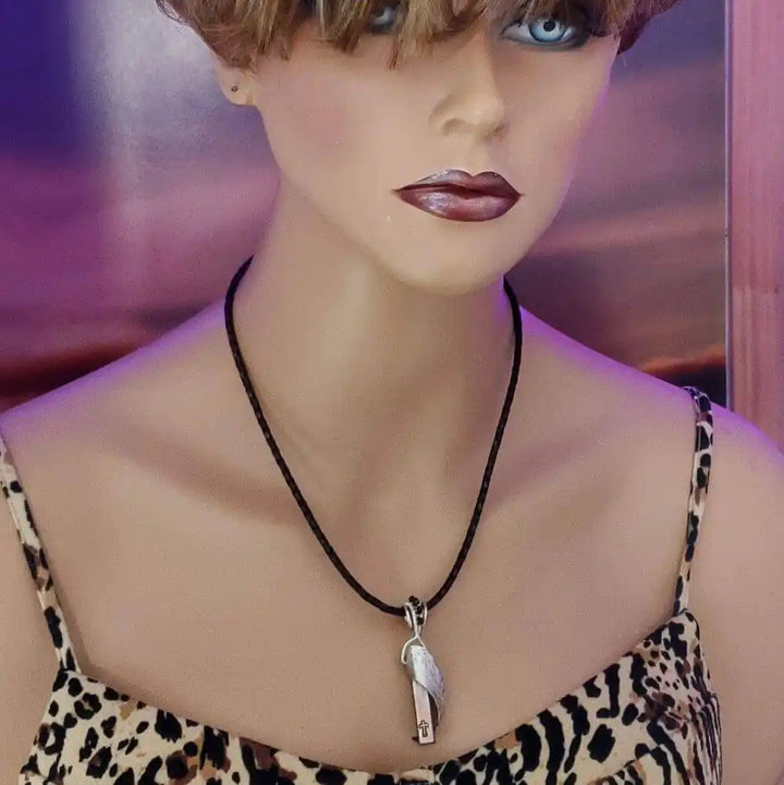 Sculpted Memorial Angelwing Necklace - Limited Edition worn by a mannequin, showcasing the elegant design.