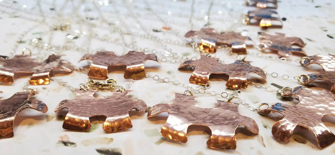 AMD1087 Handcrafted Autism Awareness Copper Puzzle PieceJewelryNecklace$ 44.00Alexa Martha Designs