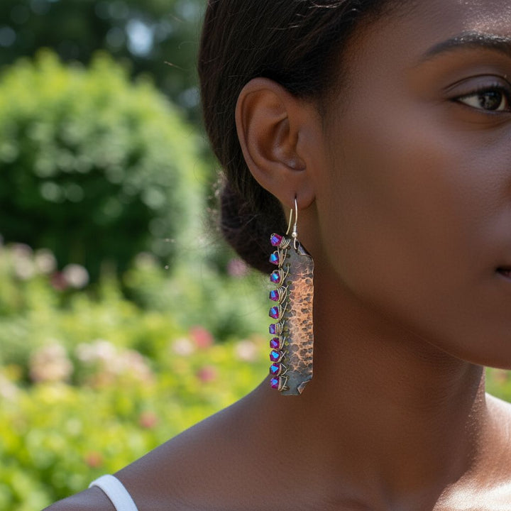 AMD1269Wire Wrapped Pink Crystal Hammered Copper Bar EarringsEarringsEarrings$ 58.00Alexa Martha Designs