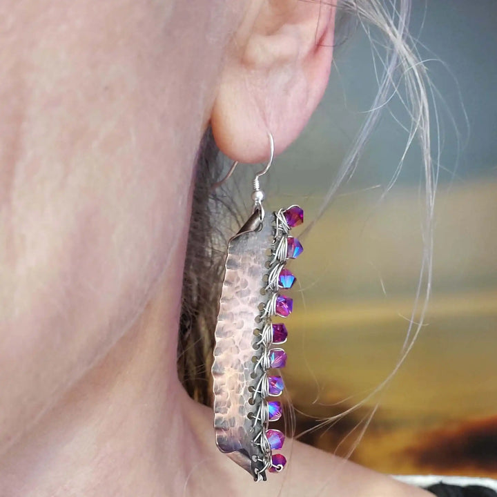 AMD1269Wire Wrapped Pink Crystal Hammered Copper Bar EarringsEarringsEarrings$ 58.00Alexa Martha Designs