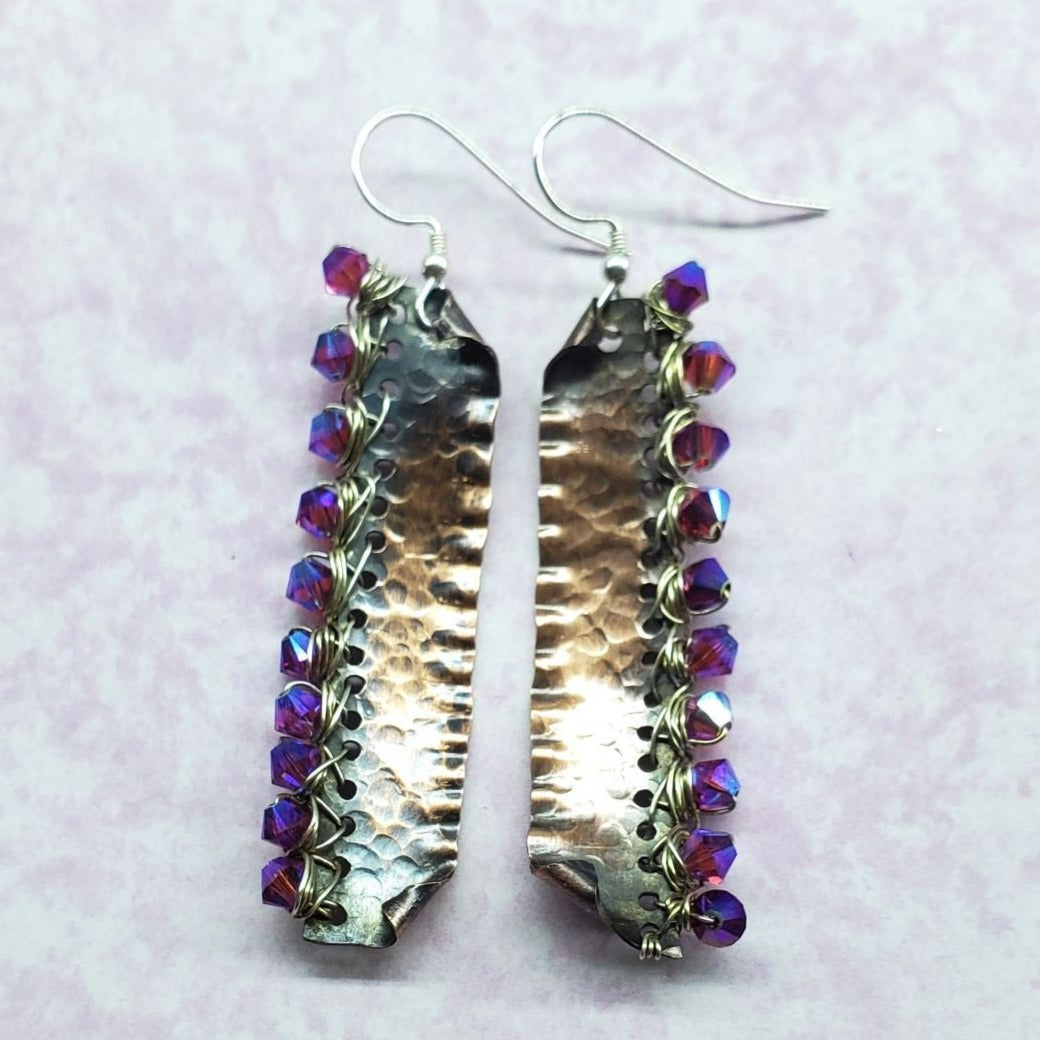 AMD1269Wire Wrapped Pink Crystal Hammered Copper Bar EarringsEarringsEarrings$ 58.00Alexa Martha Designs