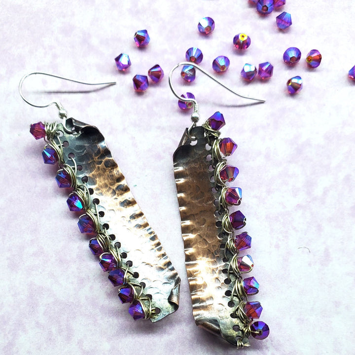 AMD1269Wire Wrapped Pink Crystal Hammered Copper Bar EarringsEarringsEarrings$ 58.00Alexa Martha Designs