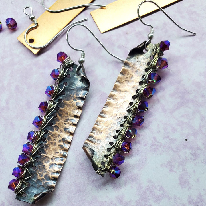 AMD1269Wire Wrapped Pink Crystal Hammered Copper Bar EarringsEarringsEarrings$ 58.00Alexa Martha Designs