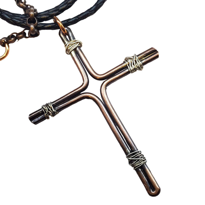 AMD1057Hand Crafted Copper and Silver Wire Cross Necklace for Him JewelryNecklaces$ 85.00Alexa Martha Designs