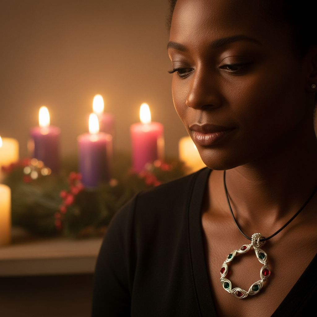 AMD1155Christmas Holiday Wreath Necklace Wire Wrapped CrystalsJewelryNecklaces$ 69.00Alexa Martha Designs