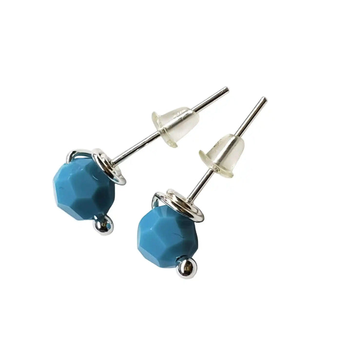 Handmade 6mm Silver Spiral Crystal Stud Earrings with colorful beads, showcasing everyday elegance and charm.