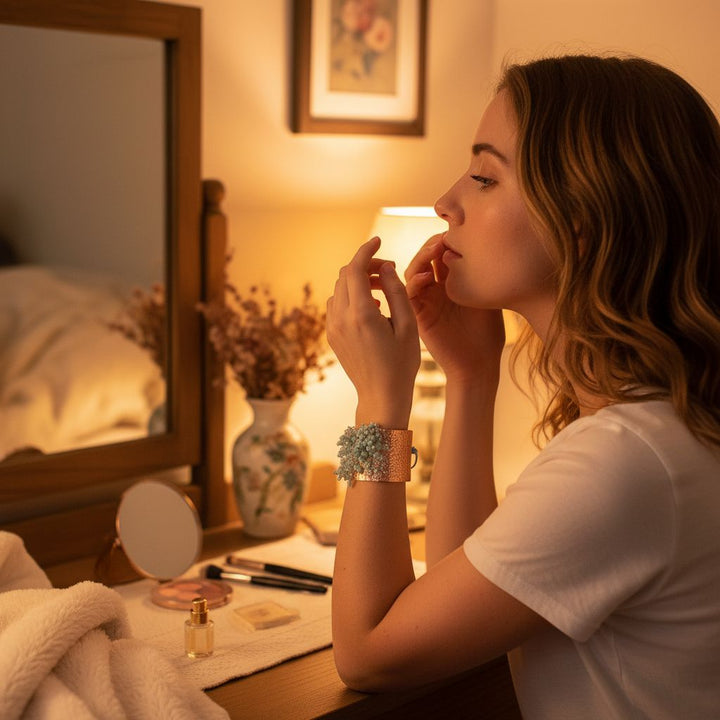 AMD1303Handmade Turquoise Dangle Hammered Copper Cuff StatementJewelryBracelet$ 74.00Alexa Martha Designs