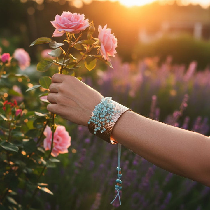 AMD1303Handmade Turquoise Dangle Hammered Copper Cuff StatementJewelryBracelet$ 74.00Alexa Martha Designs