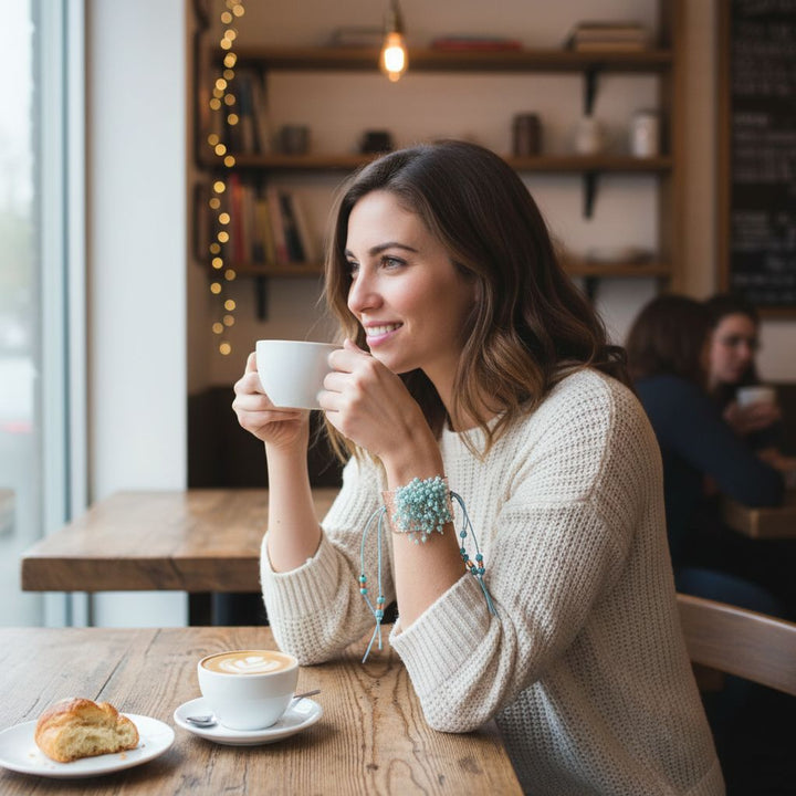 AMD1303Handmade Turquoise Dangle Hammered Copper Cuff StatementJewelryBracelet$ 74.00Alexa Martha Designs