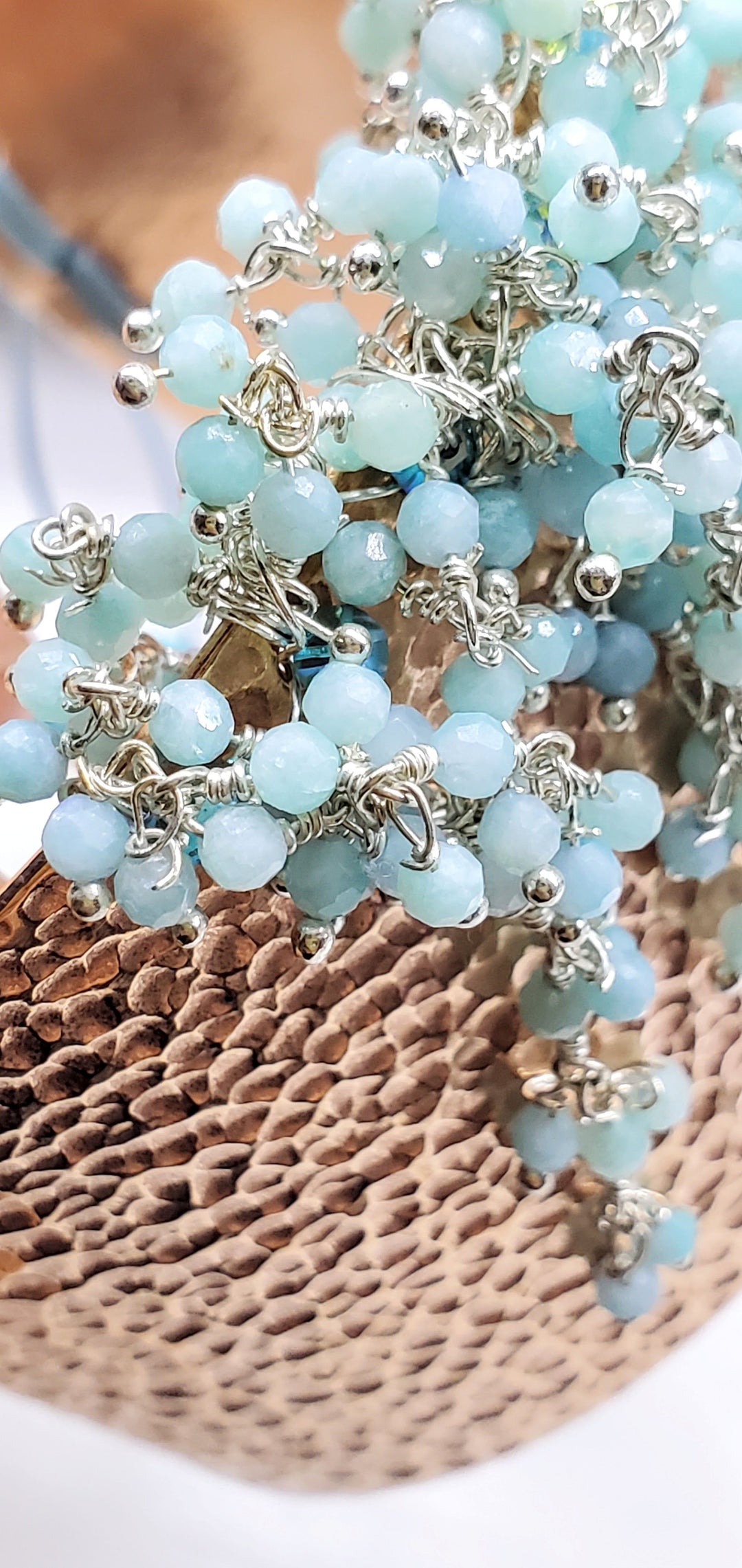 AMD1303Handmade Turquoise Dangle Hammered Copper Cuff StatementJewelryBracelet$ 74.00Alexa Martha Designs