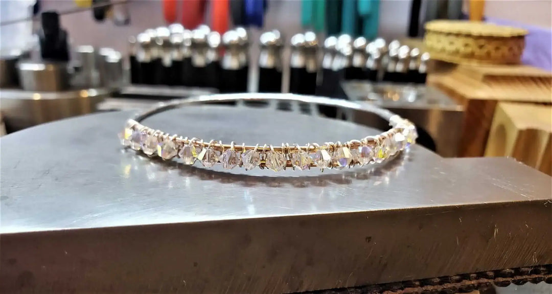 AMD1235Handmade Two Metal Bangle - Silver Copper Swarovski CrystalJewelryBracelet$ 114.00Alexa Martha Designs