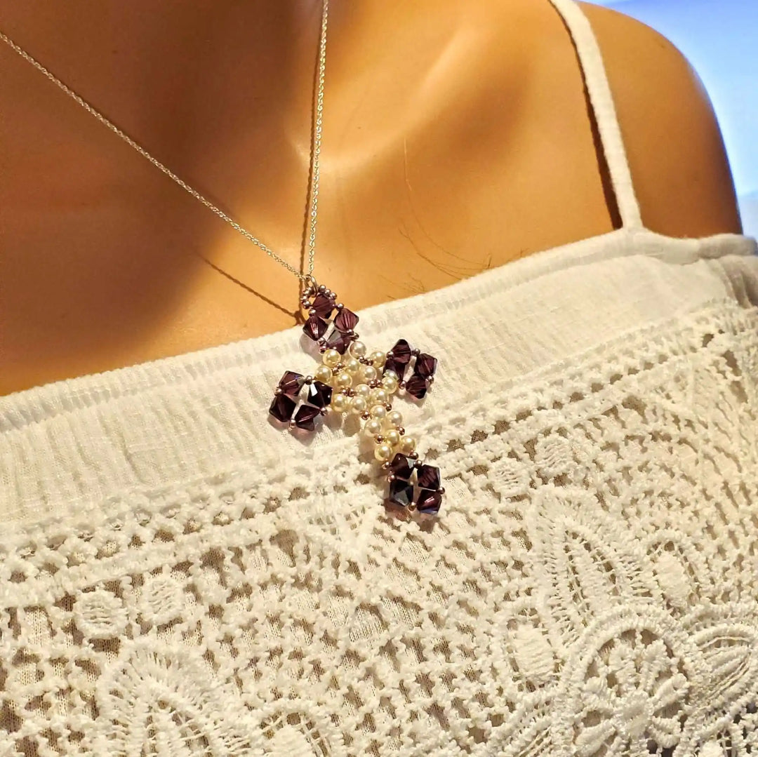 AMD1193Handmade Vintage Bead Cross Necklace -Only OneJewelryNecklace$ 119.00Alexa Martha Designs