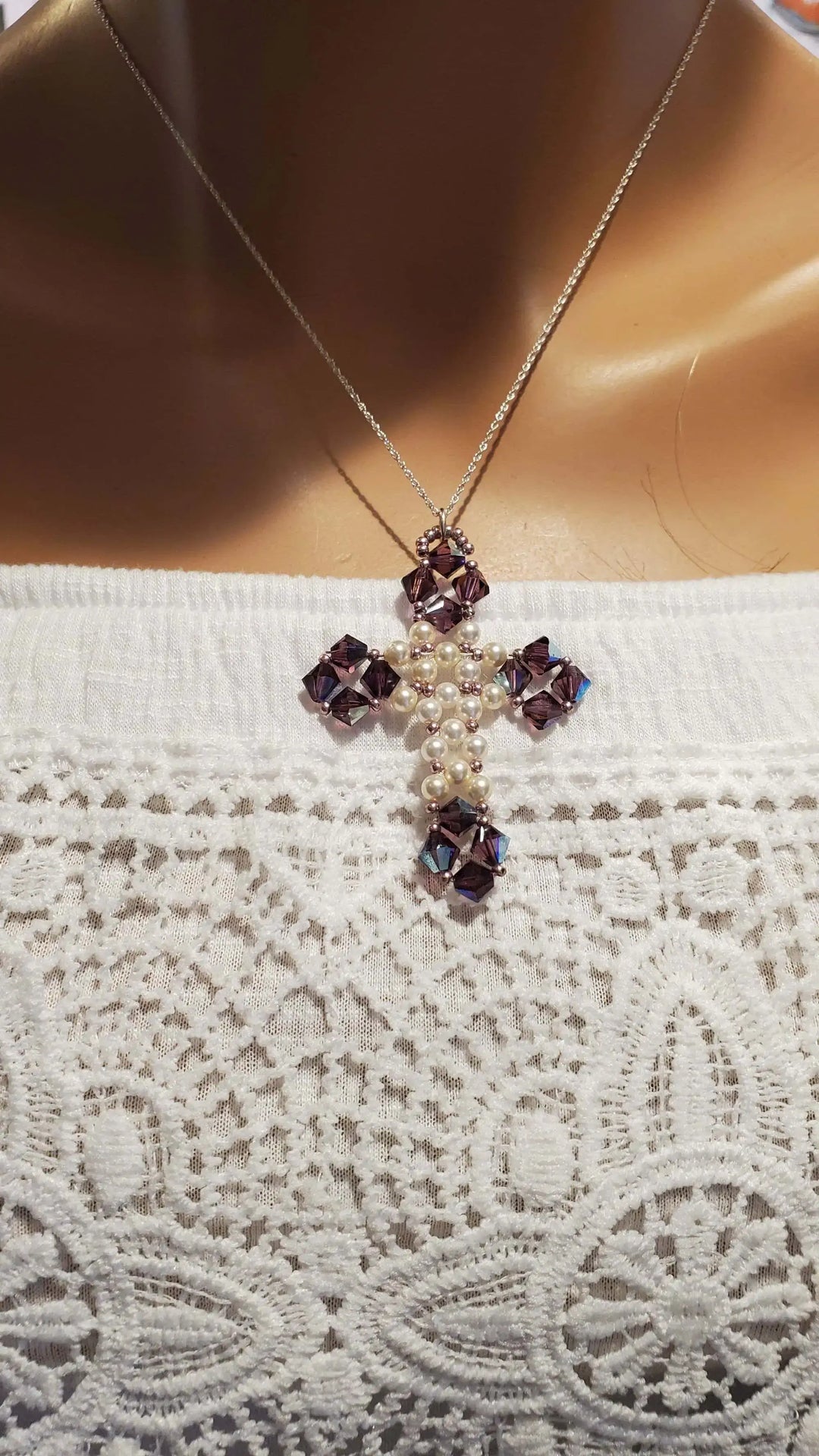 AMD1193Handmade Vintage Bead Cross Necklace -Only OneJewelryNecklace$ 119.00Alexa Martha Designs