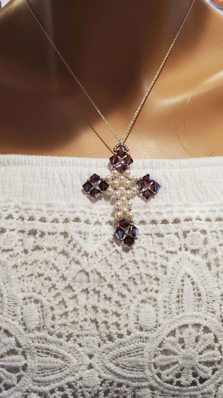 AMD1193Handmade Vintage Bead Cross Necklace -Only OneJewelryNecklace$ 119.00Alexa Martha Designs