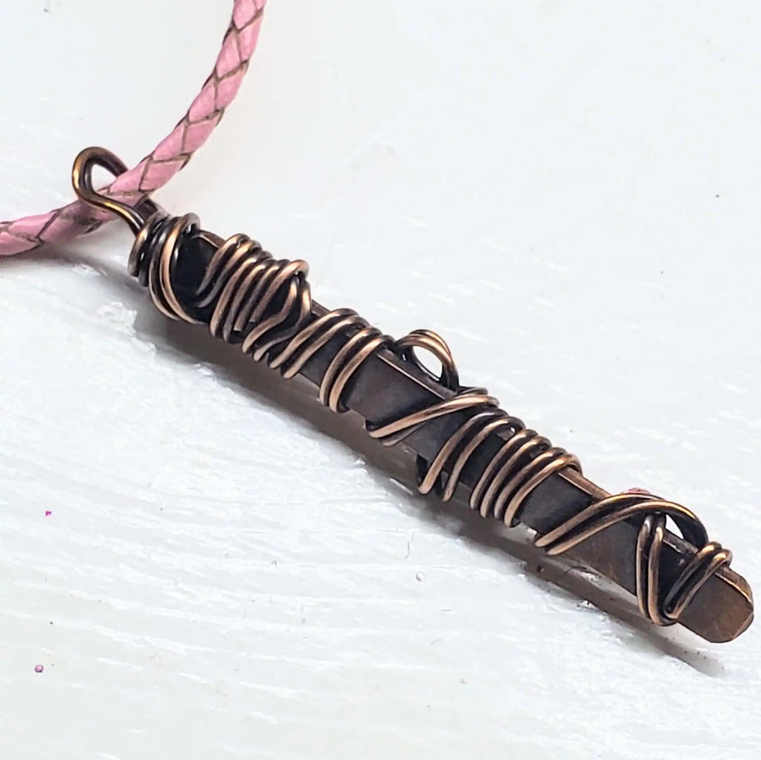 AMD1333Handmade Wire Sculpted Ribbon Pink Crystal Copper PendantNecklacesNecklace$ 61.00Alexa Martha Designs