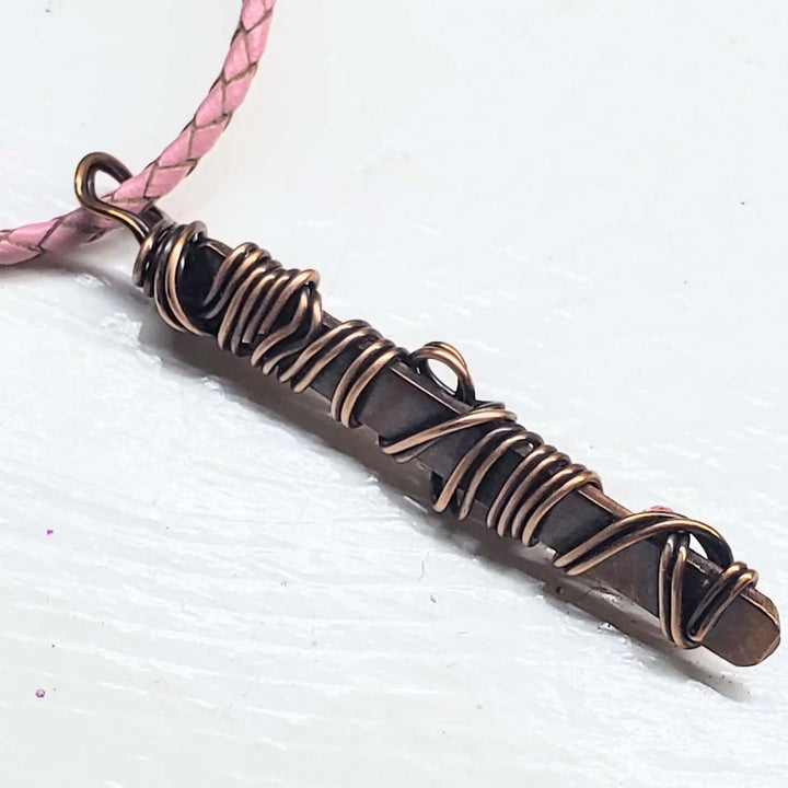 AMD1333Handmade Wire Sculpted Ribbon Pink Crystal Copper PendantNecklacesNecklace$ 61.00Alexa Martha Designs
