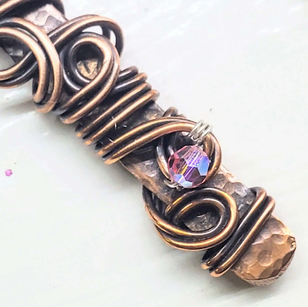 AMD1333Handmade Wire Sculpted Ribbon Pink Crystal Copper PendantNecklacesNecklace$ 61.00Alexa Martha Designs