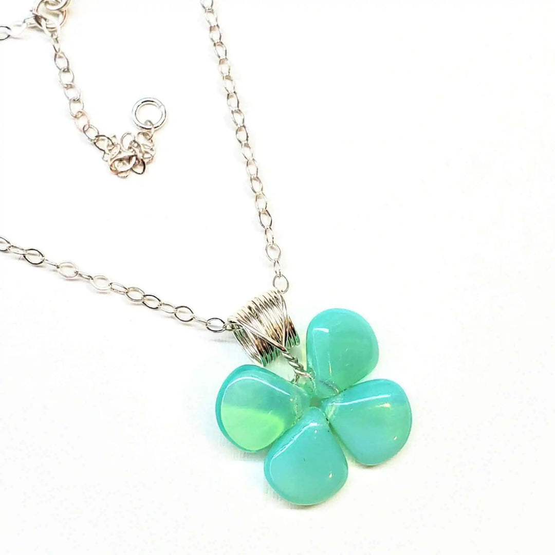 AMD1005 Mint Green Beaded Sterling Silver Clover NecklaceJewelryNecklace$ 56.00Alexa Martha Designs