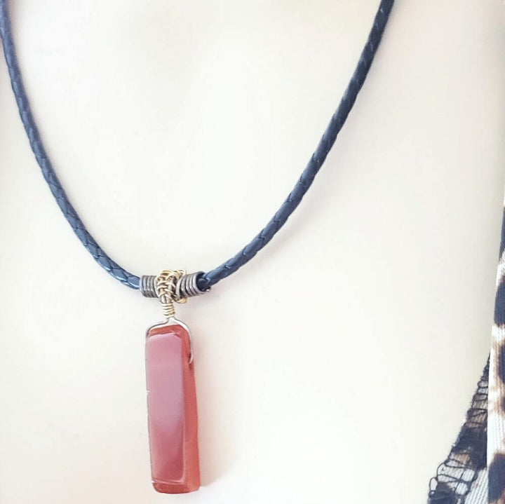 AMD1340Handmade Wire Wrapped Rustic Raw Red Agate Bolo NecklaceNecklacesNecklace$ 50.00Alexa Martha Designs