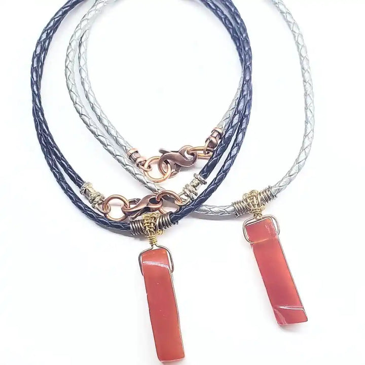 AMD1340Handmade Wire Wrapped Rustic Raw Red Agate Bolo NecklaceNecklacesNecklace$ 50.00Alexa Martha Designs