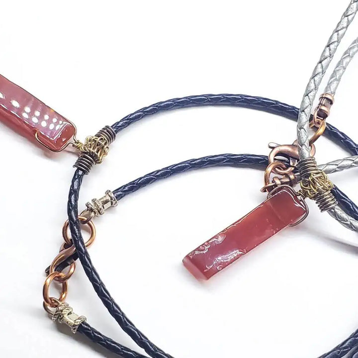 AMD1340Handmade Wire Wrapped Rustic Raw Red Agate Bolo NecklaceNecklacesNecklace$ 50.00Alexa Martha Designs
