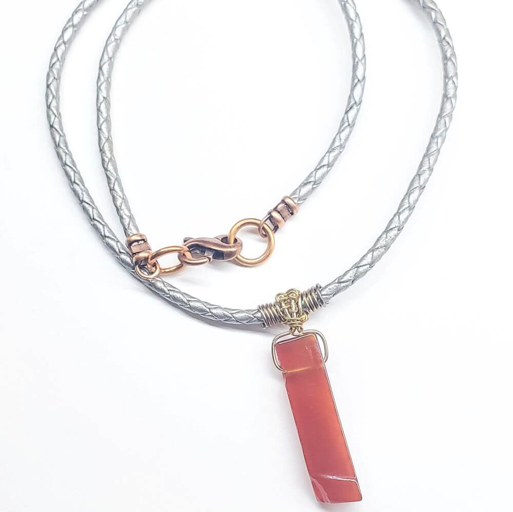 AMD1340Handmade Wire Wrapped Rustic Raw Red Agate Bolo NecklaceNecklacesNecklace$ 50.00Alexa Martha Designs