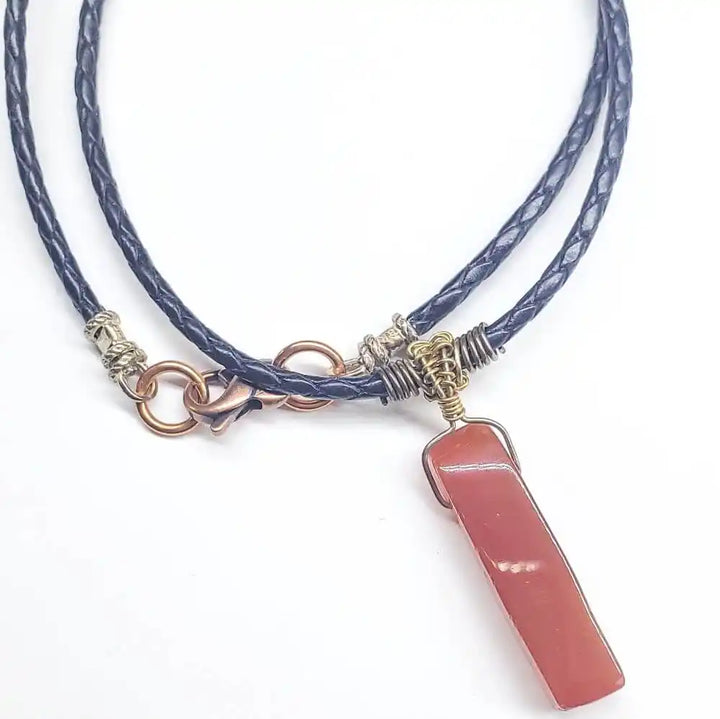 AMD1341Handmade Wire Wrapped Rustic Raw Red Agate Bolo NecklaceNecklacesNecklace$ 50.00Alexa Martha Designs