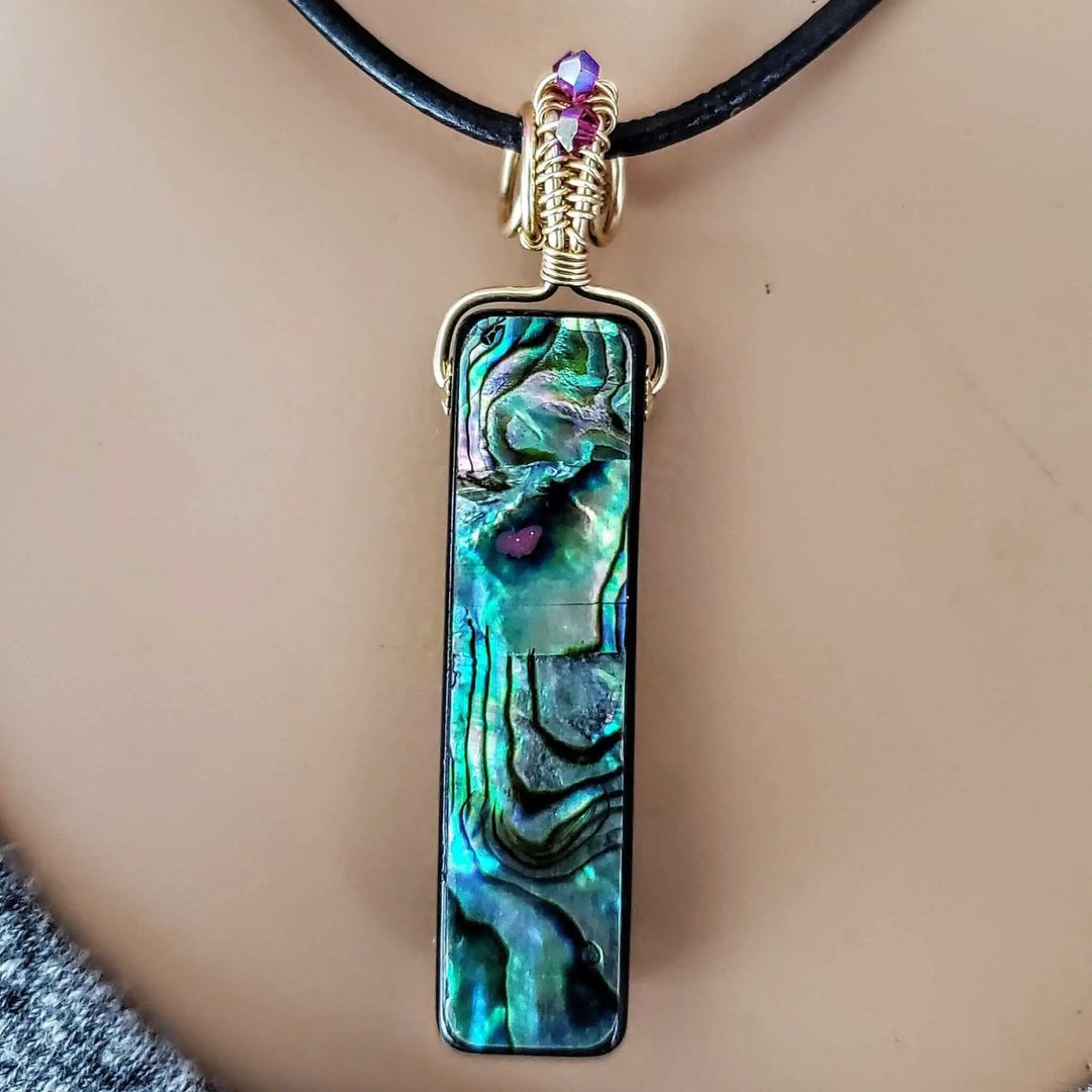 AMD1174Handmade Wire Wrapped Abalone Shell Necklace Multi ColoredJewelryNecklaces$ 83.00Alexa Martha Designs