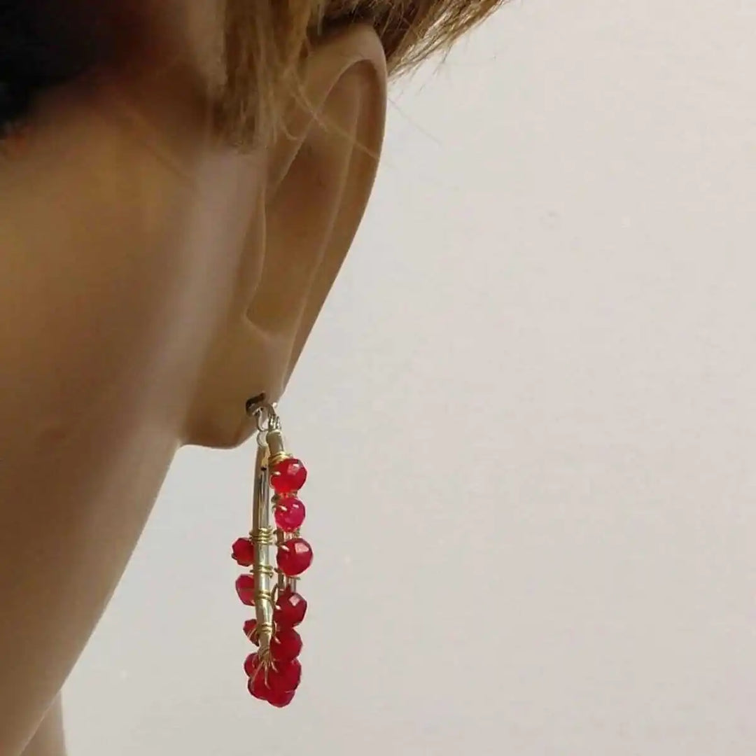 AMD1017Hot Pink Chalcedony Wire Wrapped Sterling Silver Hoop Earrings JewelryEarrings$ 109.00Alexa Martha Designs