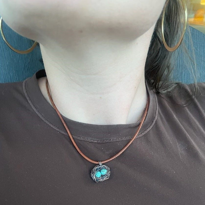 Copper Robin Nest Necklace with Up To 5 Beads - Necklace - Alexa Martha Designs   