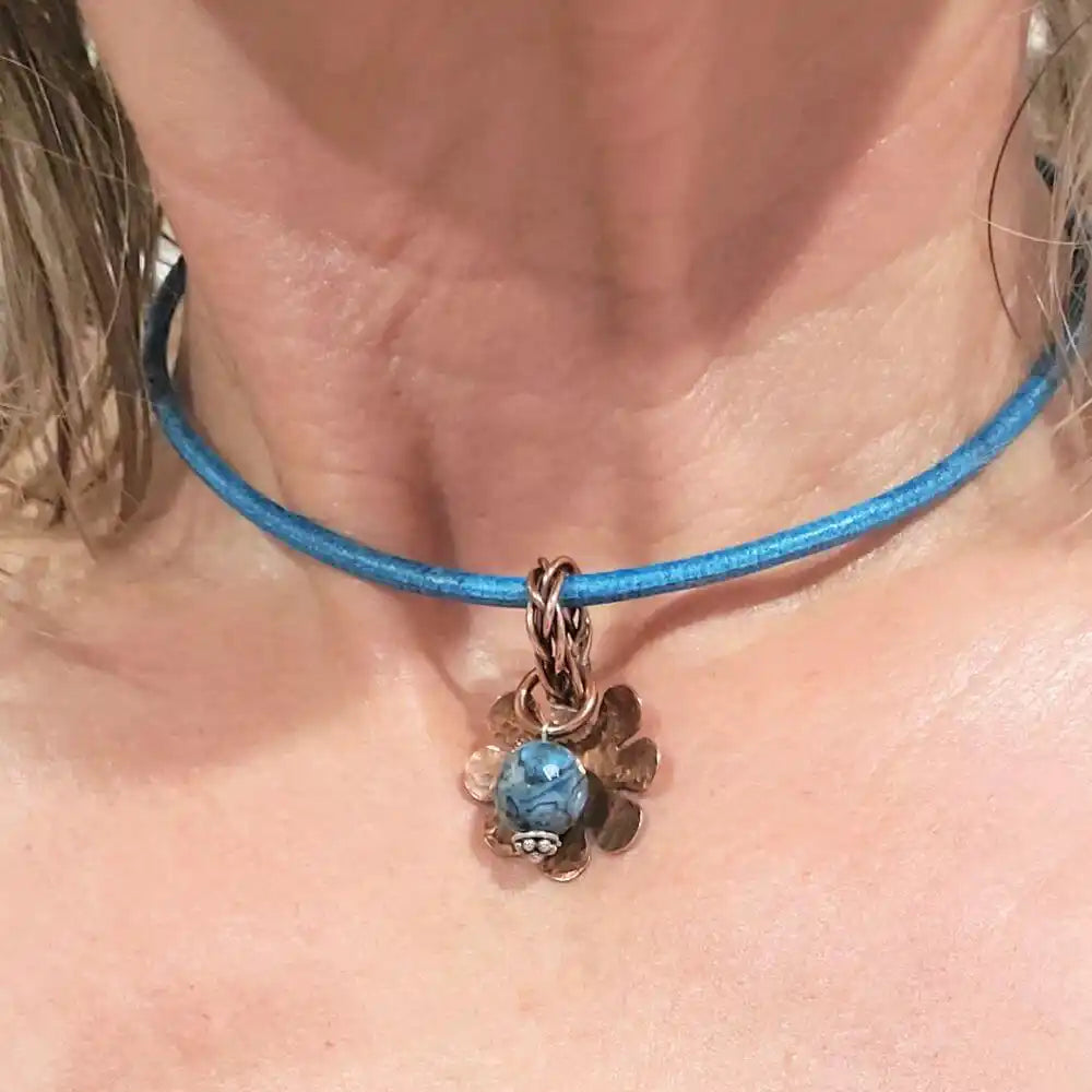Large Braided Bail Larimar Blue Crazy Lace Bead PendantCharms &amp; PendantsChoker$ 55.00Alexa Martha Designs