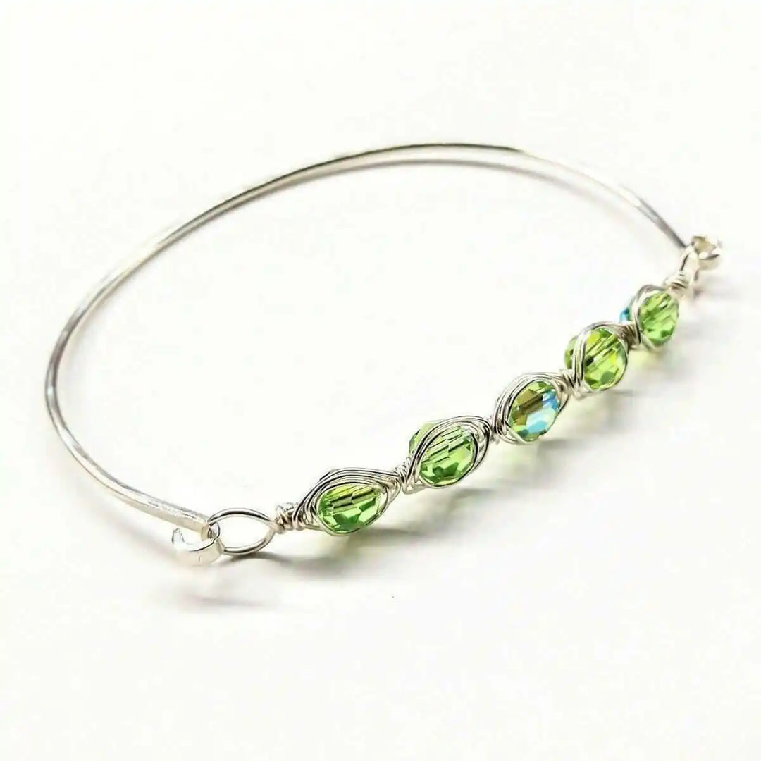 AMD1147-14 Large Wire Wrapped Silver Crystal Bar Bangle BraceletJewelryBracelet$ 56.00Alexa Martha Designs