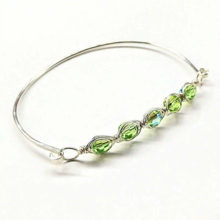 AMD1147-14 Large Wire Wrapped Silver Crystal Bar Bangle BraceletJewelryBracelet$ 56.00Alexa Martha Designs