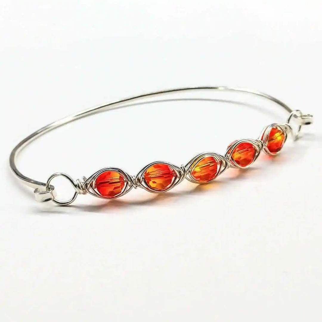 AMD1147-5 Large Wire Wrapped Silver Crystal Bar Bangle BraceletJewelryBracelet$ 61.00Alexa Martha Designs