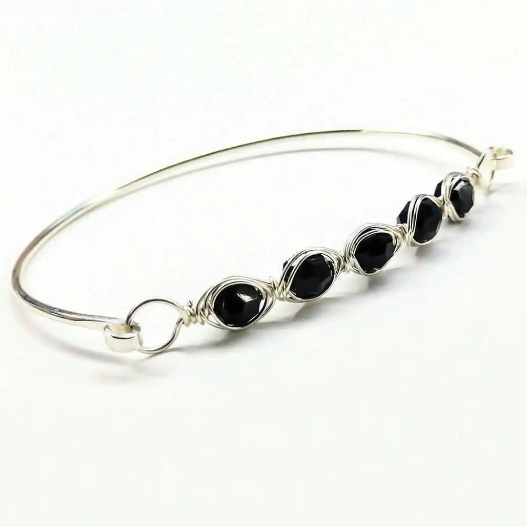 AMD1147-7 Large Wire Wrapped Silver Crystal Bar Bangle BraceletJewelryBracelet$ 56.00Alexa Martha Designs