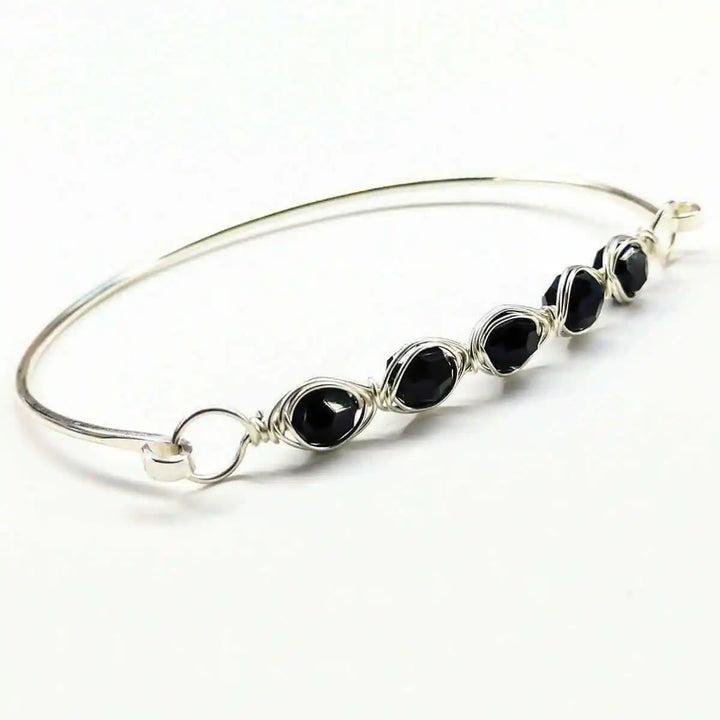 AMD1147-7 Large Wire Wrapped Silver Crystal Bar Bangle BraceletJewelryBracelet$ 56.00Alexa Martha Designs